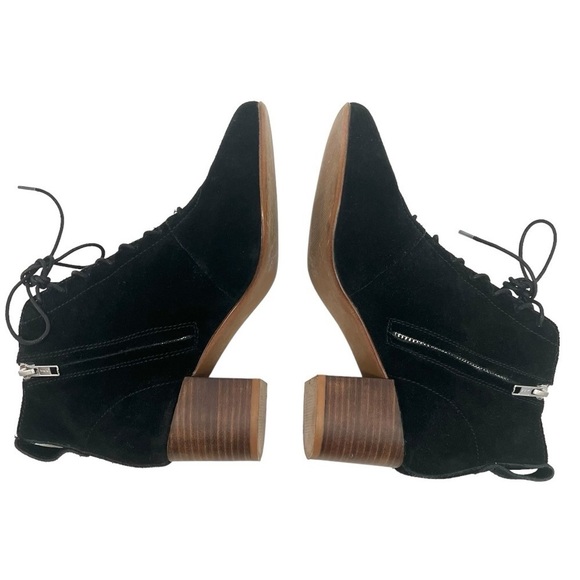 Madewell Emilia Black Suede Lace Up Block Heeled Casual Booties Women’s 8.5 - Picture 9 of 13